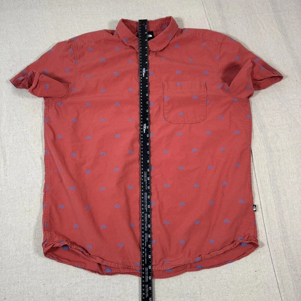 The North Face Shirt Mens XL Red Camp All Over Print Tents Button‎ Up Hiking